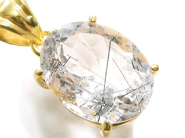 [Video][One of a kind] High Quality Tourmaline Quartz AAA Pendant 18KGP NO.34