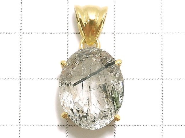 [Video][One of a kind] High Quality Tourmaline Quartz AAA Pendant 18KGP NO.35