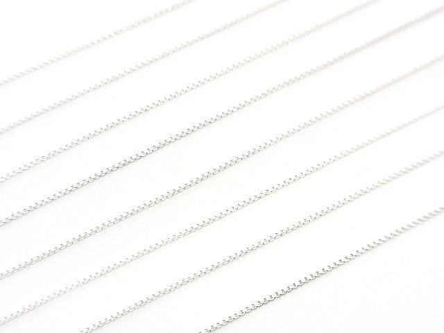 Silver925 Box (Venetian) chain with Slide Adjuster 0.5mm No coating [45cm] Necklace 1pc