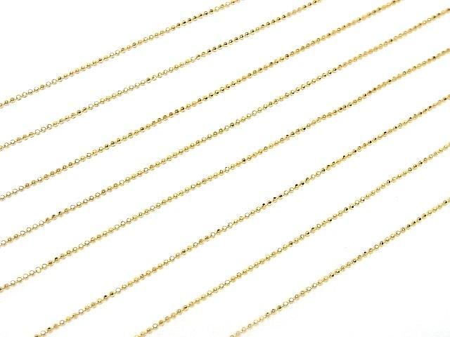 Silver 925 Cut Ball Chain with Slide Adjuster, 1mm, 18KGP [45cm] Necklace, 1pc