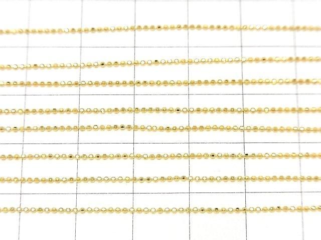 Silver 925 Cut Ball Chain with Slide Adjuster, 1mm, 18KGP [45cm] Necklace, 1pc