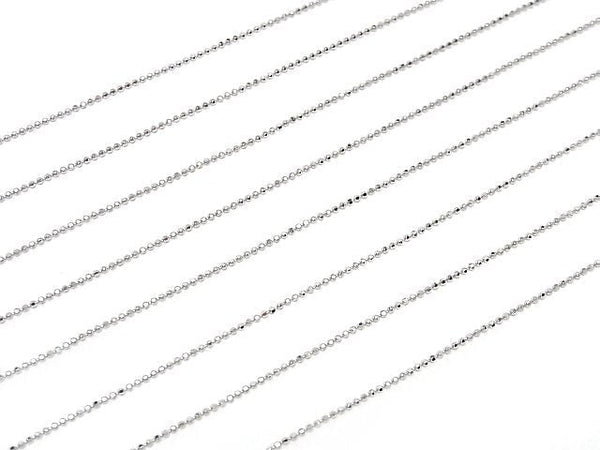 Silver925 Cut Ball Chain with Slide Adjuster 1mm Rhodium Plated [45cm] Necklace 1pc