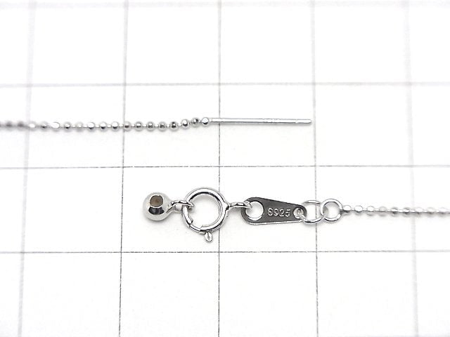 Silver925 Cut Ball Chain with Slide Adjuster 1mm Rhodium Plated [45cm] Necklace 1pc