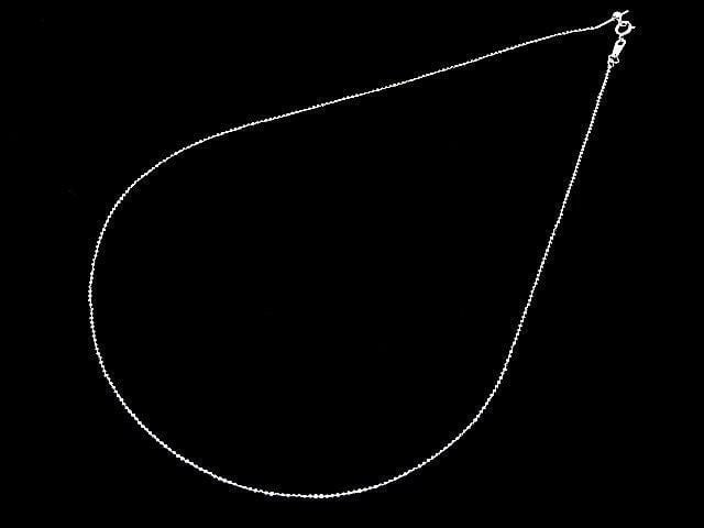 Silver 925 Cut Ball Chain with Slide Adjuster, 1mm Rhodium Plated [45cm] Necklace, 1pc