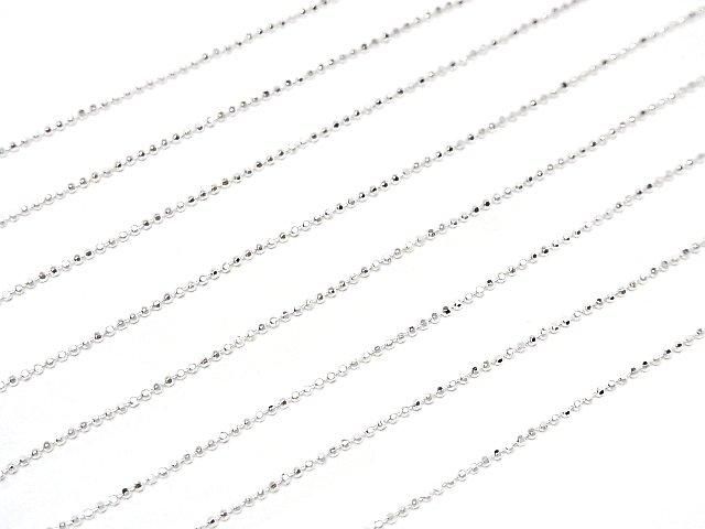 Silver 925 Cut Ball Chain with Slide Adjuster, 1mm, No Coating [45cm] Necklace, 1pc