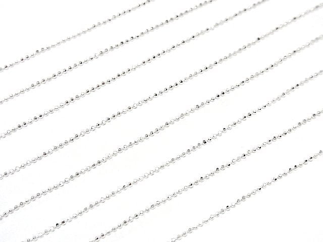 Silver925 Cut Ball Chain with Slide Adjuster 1mm No coating, [45cm] Necklace 1pc