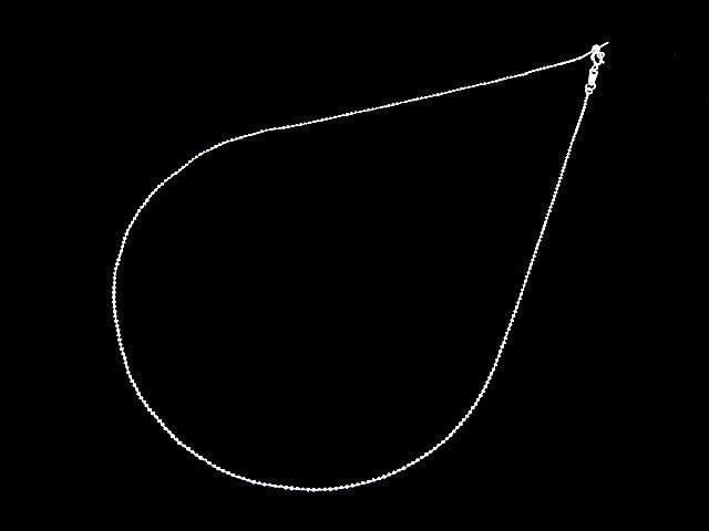 Silver 925 Cut Ball Chain with Slide Adjuster, 1mm, No Coating [45cm] Necklace, 1pc