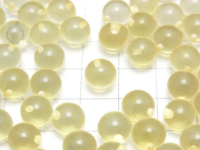 [Video] Yellow color Amber Half Drilled Hole Round 9mm 6pcs