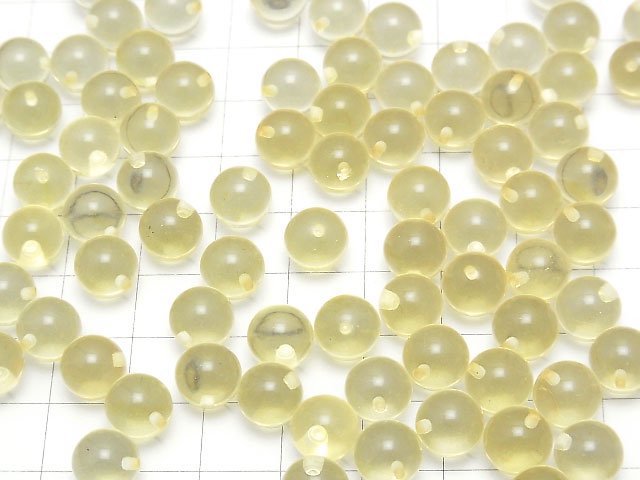 [Video] Yellow color Amber Half Drilled Hole Round 9mm 6pcs