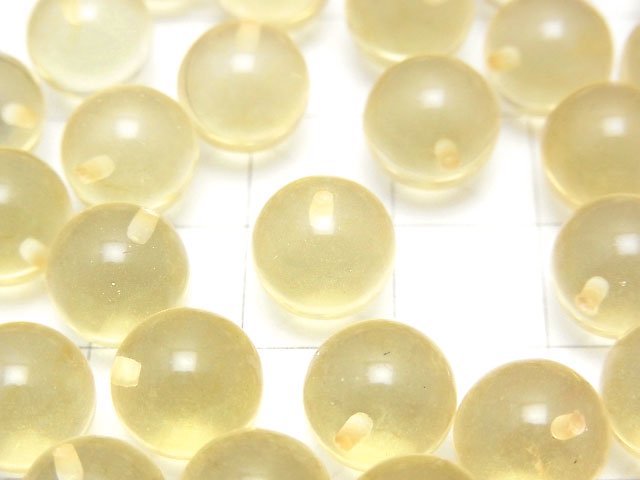 [Video] Yellow color Amber Half Drilled Hole Round 10mm 4pcs