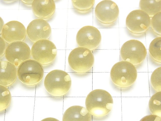 [Video] Yellow color Amber Half Drilled Hole Round 10mm 4pcs