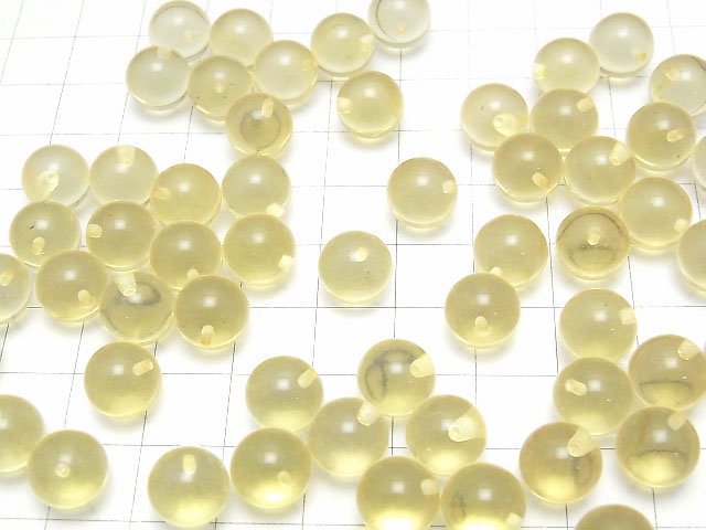 [Video] Yellow color Amber Half Drilled Hole Round 10mm 4pcs