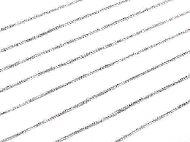 Silver 925 Wheat Chain with Slide Adjuster, 0.8mm Rhodium Plated [45cm][60cm] Necklace, 1pc
