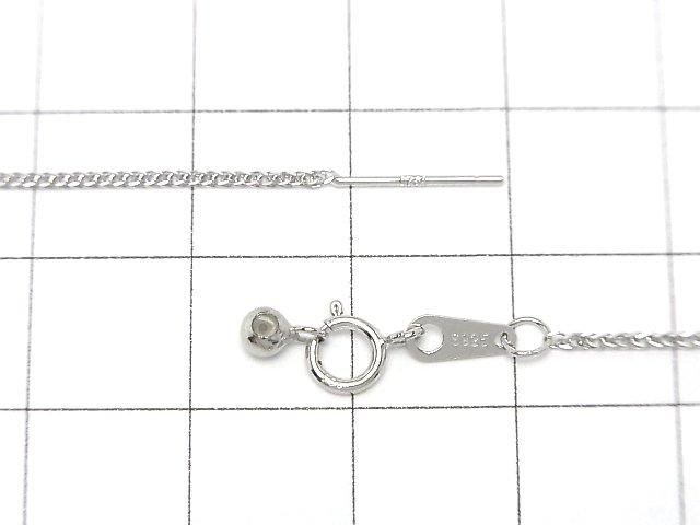Silver925 Wheat Chain with Slide Adjuster, 0.8mm Rhodium Plated [45cm][60cm] Necklace, 1pc