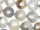[Video] Agate x Quartz Coin 18x18mm half or 1strand beads (aprx.15inch/36cm)