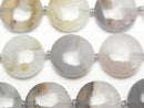 [Video] Agate x Quartz Coin 18x18mm half or 1strand beads (aprx.15inch/36cm)