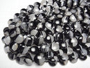 [Video] Black Agate x Quartz Coin 18x18mm half or 1strand beads (aprx.15inch/36cm)