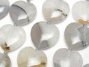 [Video] Agate x Quartz Vertical Hole Heart 19x20mm half or 1strand beads (aprx.15inch/36cm)