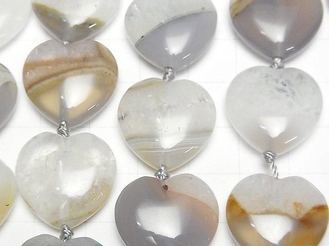 [Video] Agate x Quartz Vertical Hole Heart 19x20mm half or 1strand beads (aprx.15inch/36cm)