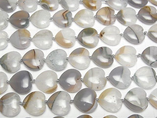 [Video] Agate x Quartz Vertical Hole Heart 19x20mm half or 1strand beads (aprx.15inch/36cm)