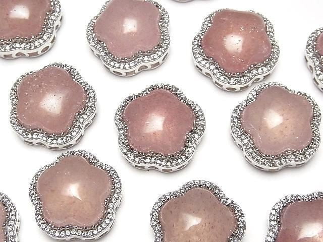 [Video] Pink Epidote AAA CZ Bezel Setting Flower Motif Through Type 20mm 1pc