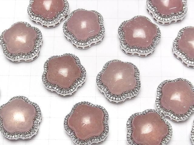 [Video] Pink Epidote AAA CZ Bezel Setting Flower Motif Through Type 20mm 1pc