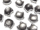 [Video] Silver Obsidian AAA Bezel Setting Cat Motif Through Type 16x20mm 1pc