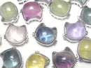 [Video] Multicolor Fluorite AAA- Bezel Setting Cat Motif Through Type 16x20mm 3pcs