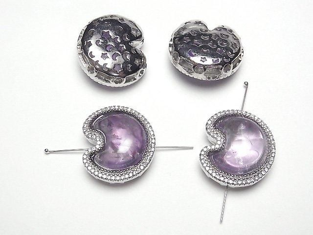 [Video]Amethyst AAA- CZ Bezel Setting Moon Motif Through Type 21x19mm 1pc