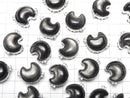 [Video] Silver Obsidian AAA CZ Bezel Setting Moon Motif Through Type 22x16mm 1pc