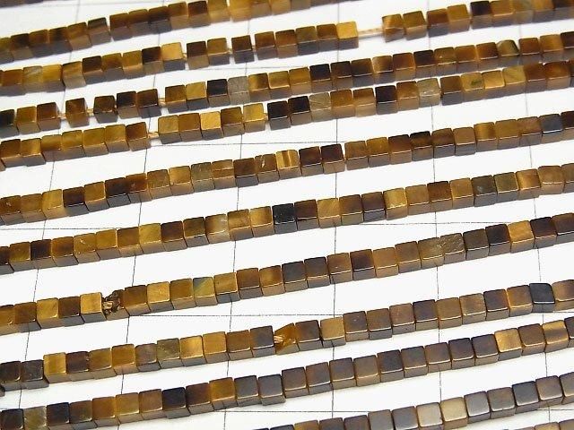 [Video] Yellow Tiger's Eye AA++ Cube 2x2x2mm 1strand beads (aprx.15inch/37cm)