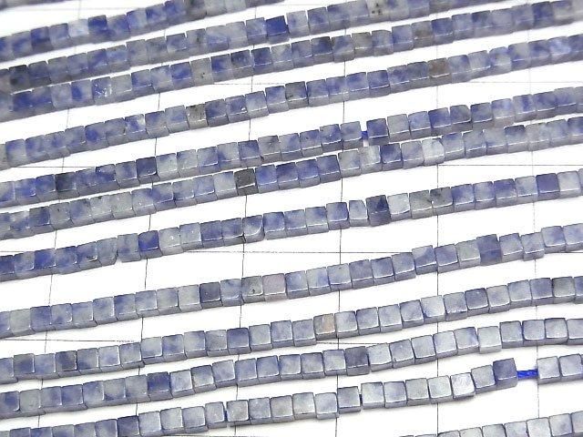 [Video] Blue Quartz Cube 2x2x2mm 1strand beads (aprx.15inch/37cm)
