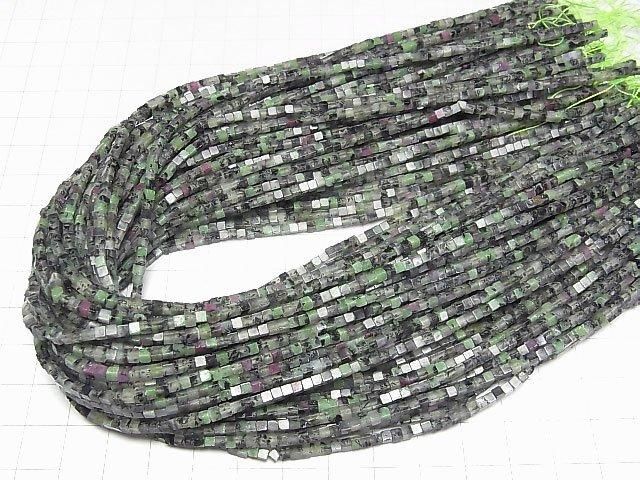 [Video]Ruby Inzoisite Cube 2x2x2mm 1strand beads (aprx.15inch/37cm)