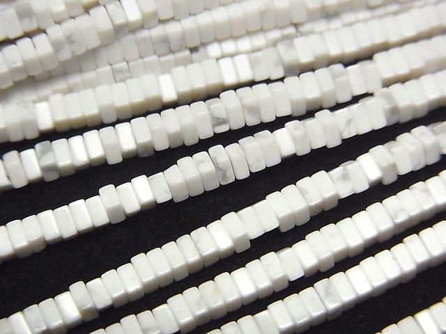 [Video] Howlite Magnesite Square Rondelle (Disc) 2x2x1mm 1strand beads (aprx.15inch/36cm)