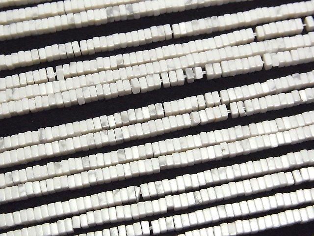 [Video] Howlite Magnesite Square Rondelle (Disc) 2x2x1mm 1strand beads (aprx.15inch/36cm)