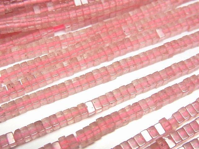 [Video] Pink Epidote AA Square Rondelle (Disc) 2.5x2.5x1.5mm 1strand beads (aprx.15inch/37cm)