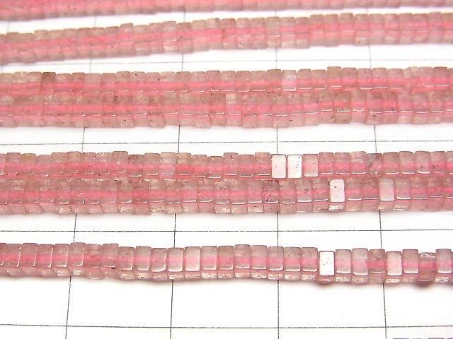 [Video] Pink Epidote AA Square Rondelle (Disc) 2.5x2.5x1.5mm 1strand beads (aprx.15inch/37cm)