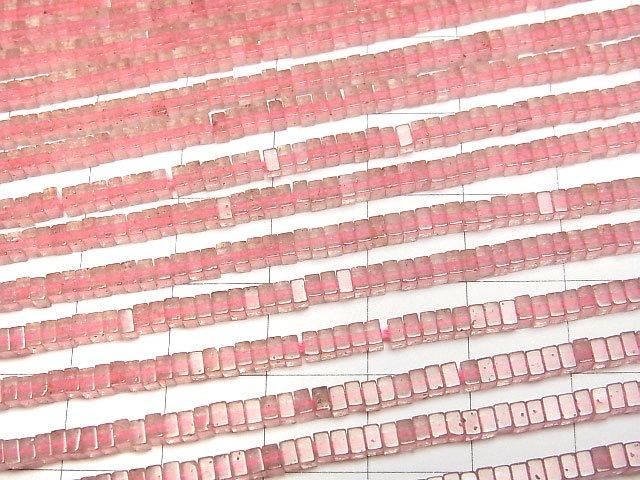 [Video] Pink Epidote AA Square Rondelle (Disc) 2.5x2.5x1.5mm 1strand beads (aprx.15inch/37cm)