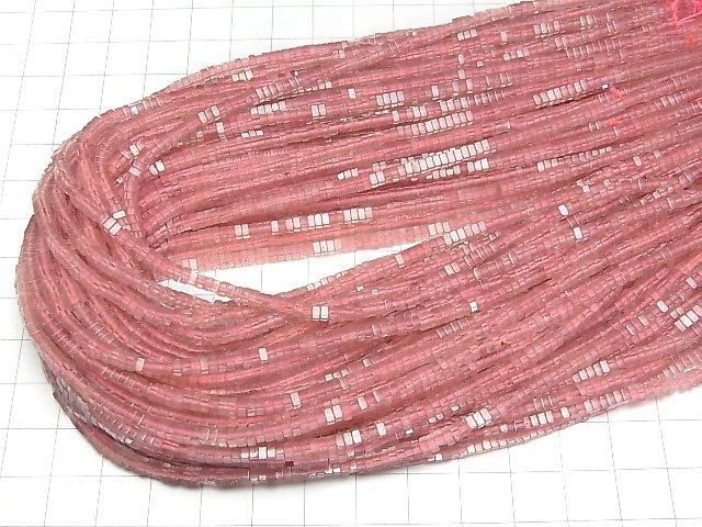 [Video] Pink Epidote AA Square Rondelle (Disc) 2.5x2.5x1.5mm 1strand beads (aprx.15inch/37cm)