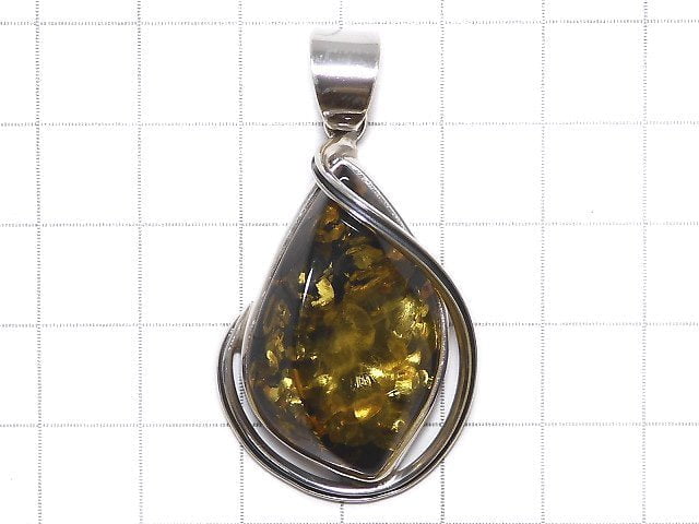 [Video][One of a kind] Baltic Amber Pendant Silver925 NO.45