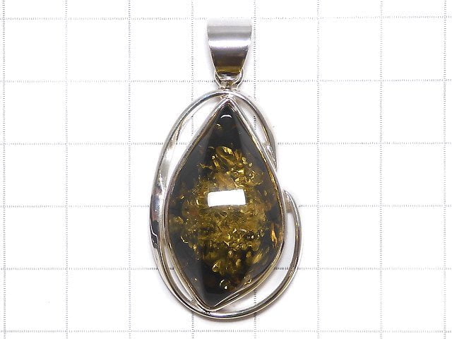 [Video][One of a kind] Baltic Amber Pendant Silver925 NO.49