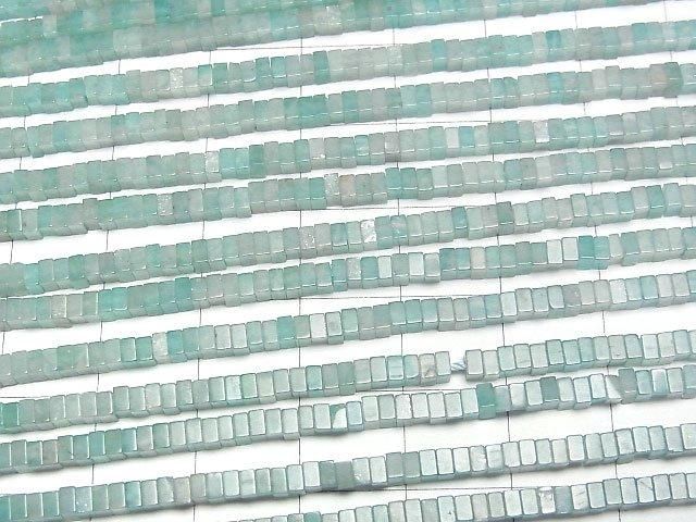 [Video] Amazonite AA Square Rondelle (Disc) 2.5x2.5x1.5mm 1strand beads (aprx.15inch/37cm)