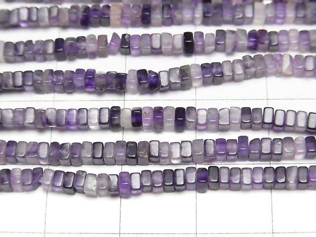 [Video] Purple Fluorite AA++ Square Rondelle (Disc) 2.5x2.5x1.5mm 1strand beads (aprx.15inch/37cm)