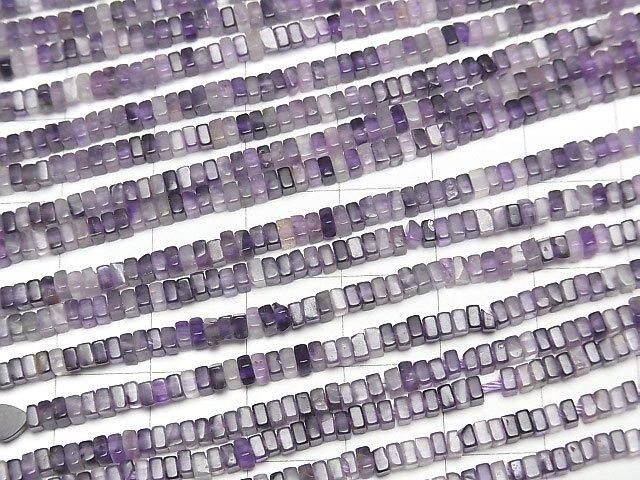 [Video] Purple Fluorite AA++ Square Rondelle (Disc) 2.5x2.5x1.5mm 1strand beads (aprx.15inch/37cm)