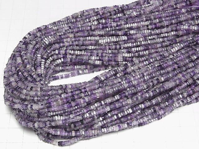 [Video] Purple Fluorite AA++ Square Rondelle (Disc) 2.5x2.5x1.5mm 1strand beads (aprx.15inch/37cm)