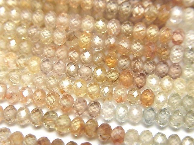 [Video]High Quality Natural Multi-Color Zircon AAA Faceted Button Rondelle 3x3x2mm Half or 1strand beads (aprx.11inch/28cm)