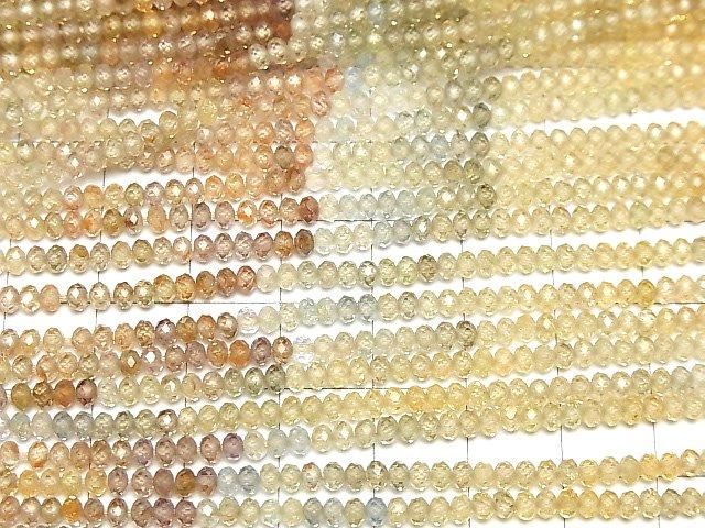 [Video]High Quality Natural Multi-Color Zircon AAA Faceted Button Rondelle 3x3x2mm Half or 1strand beads (aprx.11inch/28cm)