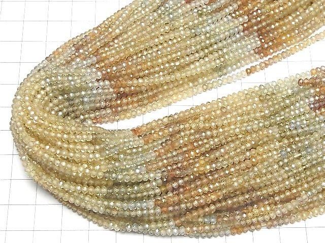[Video]High Quality Natural Multi-Color Zircon AAA Faceted Button Rondelle 3x3x2mm Half or 1strand beads (aprx.11inch/28cm)