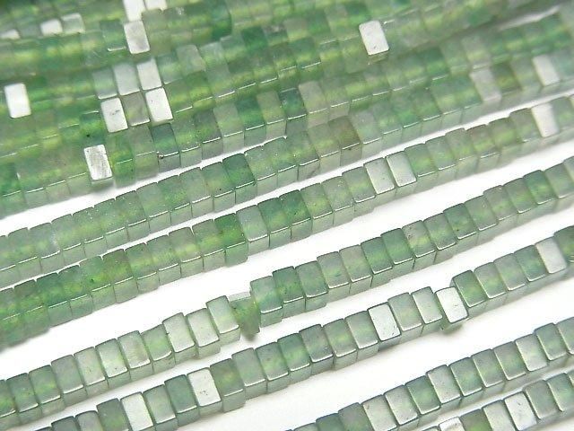 [Video] Green Fluorite AA++ Square Rondelle (Disc) 2.5x2.5x1.5mm 1strand beads (aprx.15inch/37cm)