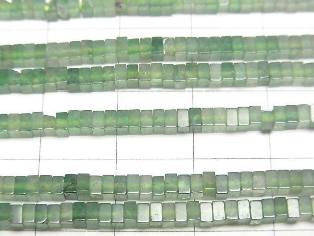 [Video] Green Fluorite AA++ Square Rondelle (Disc) 2.5x2.5x1.5mm 1strand beads (aprx.15inch/37cm)